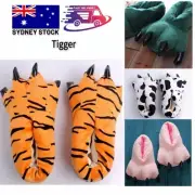 Adults Kids Cartoon Monster Feet Slipper Claw Dinosaur Paw Plush Indoor Shoes