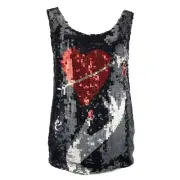 Sequin Tank Heart Legging Pants Skirt Jordi Labanda Avenue Montaigne Black S M
