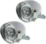 2X Retro Bicycle Bike Accessory Front Light Bracket Vintage 3LED Headlight (Silver)