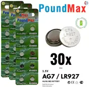 PoundMax AG7 LR927 Batteries 1.5v Alkaline Button Cell Battery - 30 Count