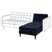 LANDSKRONA chaise longue, add-on unit, Djuparp dark blue/wood