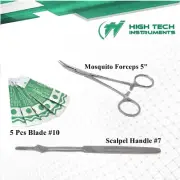 5 Scalpel Blades #10+Scalpel Handle #7 Medical Surgical Dental ENT Instrument
