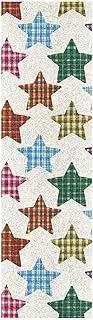 Amooorous Cartoon Checkered Plaid Star Beige Designed Grip Tape for Skateboards Grippy Longboard Griptape Non-Skid Cruiser Skateboard Grip Tape 33×9 Inch