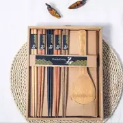 Wooden Sushi Chopsticks Kit Including 5 Chopsticks With 1 Rice Paddle
