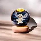 3D Stitch Crystal Ball Night Light with Wooden Base
