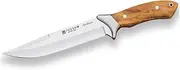 Joker Hiking Knife CO02 Antílope, Full Tang with Olive Wood Ferrule and 19.5 cm Straight Blade, Brown Leather Sheath, Fishing, Hiking, Camping and Hiking Tool.