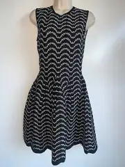 NWT $315 TED BAKER Bryena Black & White Jacquard Fit & Flare Dress Ted Sz 2=Sz 6