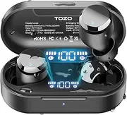 TOZO Wireless Earbuds Bluetooth 5.3 Headphones Built-in ENC Noise Cancelling Mic, 55 Hrs Playtime App Customize EQ IPX8 Waterproof LED Digital Display Premium Sound Headset Black Enhanced Version