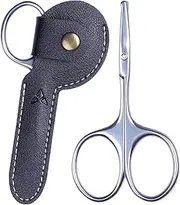 PROFESSIONAL Nose Hair Small Scissors with Leather Case (Black)