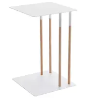 Mid Century Bedside Side Coffee Lounge C Shaped Table - White
