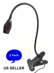 2-PACK Flexible USB Clip-on LED Portable Reading Light Table Lamp Black Steel BK