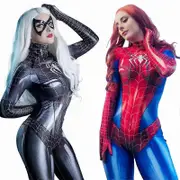 Spider Woman Bodysuit Cosplay Costume Sexy Spider-Man Jumpsuit Party Gift Black L