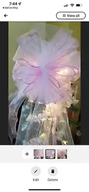 Wedding bow for pews or arch. 10” organza and tulle bow. Pink and white