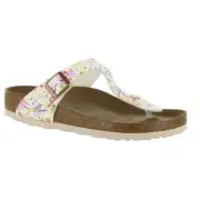 Birkenstock Womens Gizeh BS White Leather Thong Sandals Shoes 36 BHFO 0144