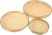 3Pcs Bamboo Weaving Sieves Decorative Drying Baskets for Fruits Vegetables Bamboo Food Trays with Performance for Home Decoration