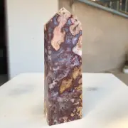 284g Natural Indonesian purple striped agate Quartz Crystal Obelisk Healing P736