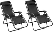 Gardeon 2PC Zero Gravity Chair Folding Outdoor Recliner Sun Lounge Camping Black
