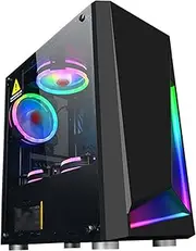 Full Tower Tempered Glass ATX, Micro-ATX, ITX Gaming Case, Dual Tempered Glass Panels Vertical GPU Bracket Support Water Cooling RGB Mode(Black)