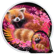 Red Panda Spirit Round Beach Towel
