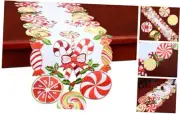 Embroidered Christmas Holiday Candy Cane Table Runner () 14×68 Inches