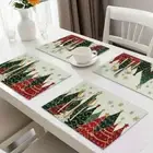 4PCS Festive Christmas Tree Snowflake Placemats Kitchen Decor Home Placemat.