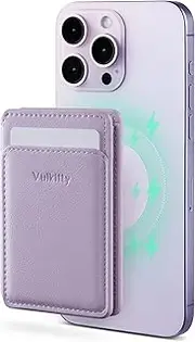 Vulkitty Magsafe Wallet RFID Blocking Leather 3-Card Holder Magnetic Wallet with ID Window for iPhone 16/15/14/13/12 Series, with Banknote Compartment & Snap Closure