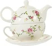 OFFSCH 1 Set Ceramic Tea Set with Teapot Cup Traditional English Afternoon Tea Kettle with Saucer for Home Office Outdoor Use Elegant Design for Enjoying