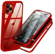 Case with Screen Protector Built in Tempered Glass for iPhone 11 Pro Red