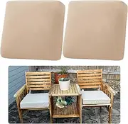 Oslimea Set of 2 Outdoor Patio Cushion Covers Sofa Couch Seat Chair Slipcovers Waterproof Cushion Cover Replacement Furniture Protector for Pets Washable, Tan, 28x28x6