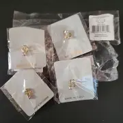 Vintage Gold Tone & Lucite Crystal Angel Lapel Hat Pin Clutch Back Lot of 4 NEW