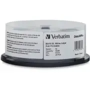 Verbatim 97334 25Pk BD-R DL 50GB 8X 25Pk White Inkjet PRINTABLE Spindle