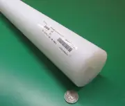 UHMW White Round Rod 2.50" (2 1/2") Diameter x 60" Long, 1 Unit, Extruded