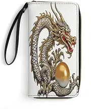 [BFGWK] Large Wallet Novelty Chinese with Pearl Printing Long Wallet With Zipper Leather Wallet Suitable For Both Men And Women, style, 19.7x10.5cm, Style, 19.7x10.5cm, 现代
