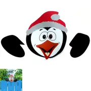 Christmas Fence Peeker Decoration Santa Clause Snowman Penguin Outdoor Garden Fence Signs for Home Yard Decoration-Penguin
