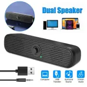 3.5mm Wired Computer Speakers Soundbar Stereo Bass Sound USB For Desktop Laptop