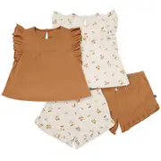 Modern Moments™ by Gerber Flutter Sleeve Top and Shorts Set in Beige Flowers at Nordstrom, Size 2T