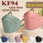 10-200pcs KF94 Face Masks 4-Layer 3D Filter Comfortable Mouth Mask Cover AU