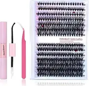 Lash Clusters Kit Eyelash Extension DIY Lash Extension Kit 280Pcs, Individual Lashes 30D+40D Lash Clusters Extensions Strong Hold Tweezers Cluster Eyelashes Kit
