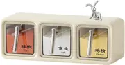 Seasoning Box Set Clear Wall Mounted Multifunctional Kitchen Storage Safe Plastic Cream White with Clear Seasoning Storage Container Rack Combo Set