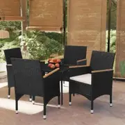 5 Piece Outdoor Dining Set with Cushions Black