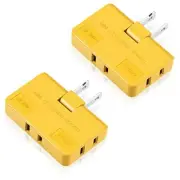 2 Pack 3-Way Flat Wall Plug Adapter AC Outlet Extender Swivel Wall Tap Plug