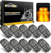 Partsam 10x Amber 4" Double Bullseye LED Marker Light Smoke Lens, Tiger Eye/Double Bubble LED Marker Lights, 2x4 Rectangular Rectangle Led Truck Boat Trailer RV Camper Side Marker Lights