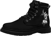 [Onegam] Comfortable Gothic Men's Faux Leather Motorcycle Boots, Women's Comfort Punk Combat Ankle Boots For Bike Hunting Hiking Work