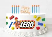 1 LEGO LOGO EMMET 15 BRICKS 6 HEADS Edible Icing Birthday Cake Decorations