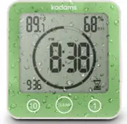 KADAMS Digital Bathroom Kitchen Clock Timer with Alarm, Waterproof, Green