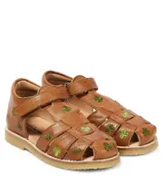 [Petit Nord] Petit Nord Embroidered leather sandals UK 6.5 brown