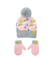 Cocomelon Toddler Girls Knit Beanie Hat & Gloves Set 2pc One Size New
