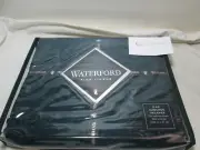 Waterford Linens LEIGHTON Lining Cascade Valance 40"x22.5" Midnight Navy/Green