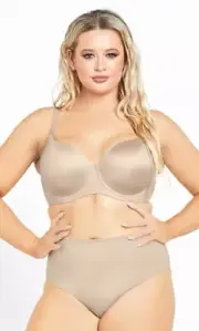 City Chic Ladies S&C TShirt Underwire Bra size 14F Colour Latte
