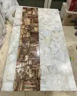 48" x 30" White Agate Petrified Wood Table Top Unique Home Decor